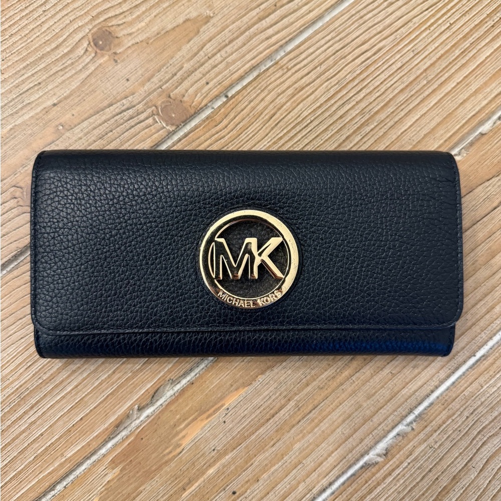 Michael Kors Black Wallet with Gold Logo